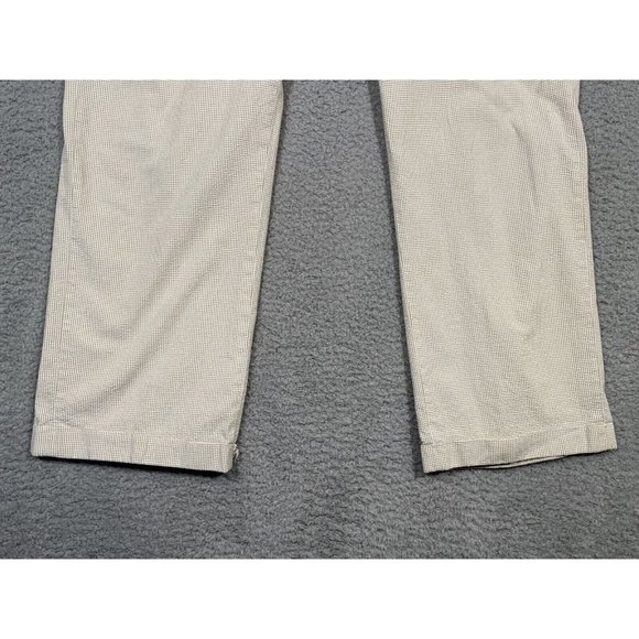 Orvis Mens Brown Small Gingham Cotton Cuffed Pants Flat Front 36x30 - Picture 3 of 10